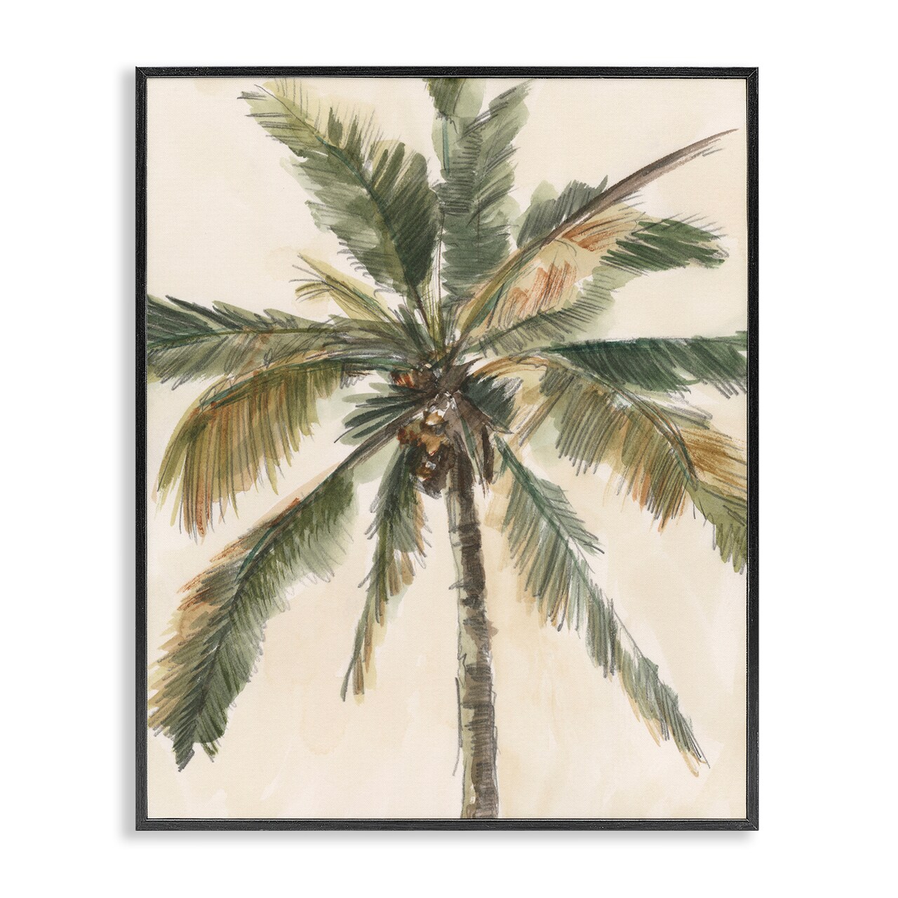 Stupell Industries Palm Tree on Beige Framed Giclee Wall Art Design by Ethan Harper